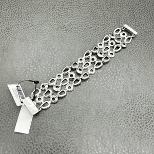 Chico's Wide Link Silver Tone Bracelet Statement Jewelry Womens Modern NWT
